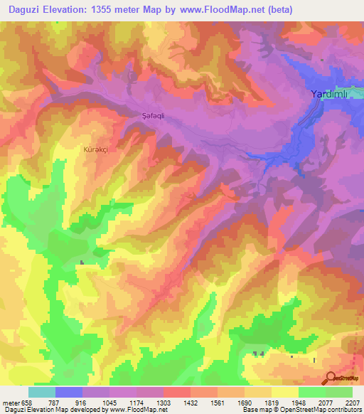 Daguzi,Azerbaijan Elevation Map