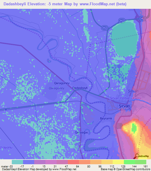 Dadashbeyli,Azerbaijan Elevation Map