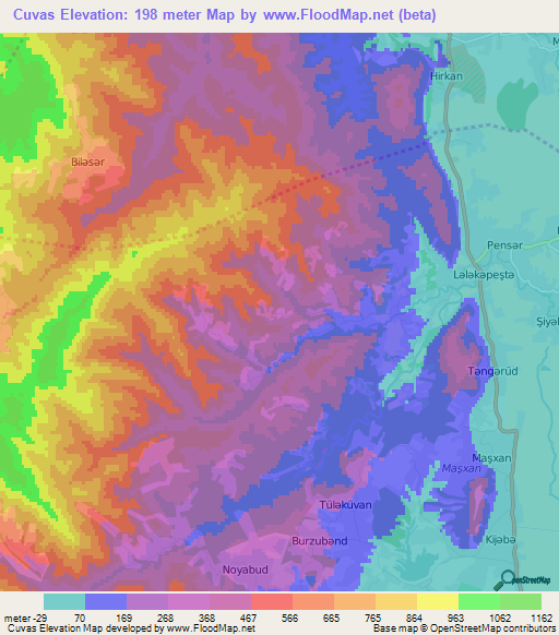 Cuvas,Azerbaijan Elevation Map