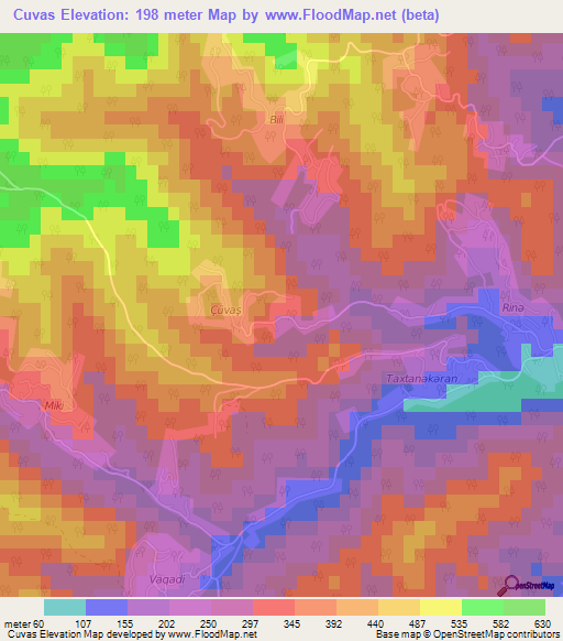 Cuvas,Azerbaijan Elevation Map
