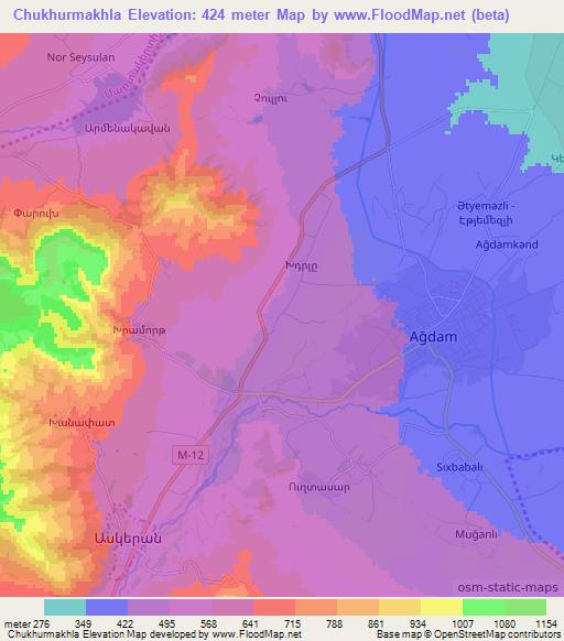 Chukhurmakhla,Azerbaijan Elevation Map