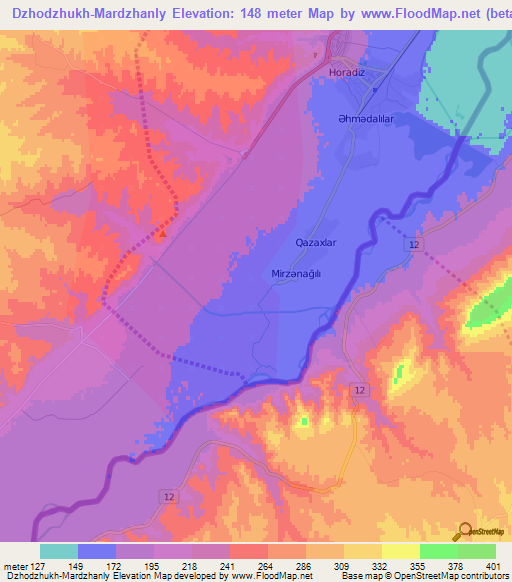 Dzhodzhukh-Mardzhanly,Azerbaijan Elevation Map
