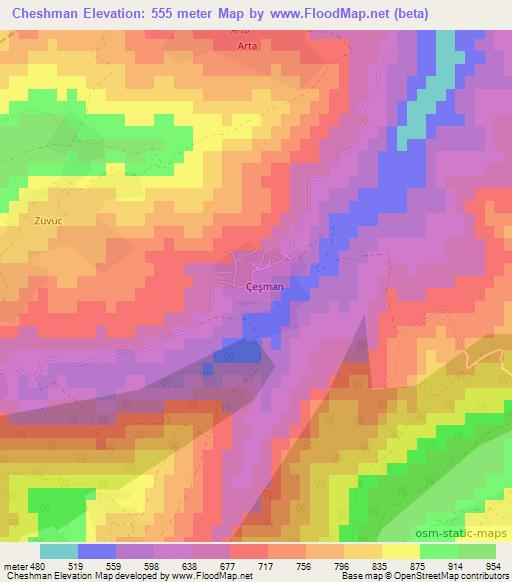 Cheshman,Azerbaijan Elevation Map