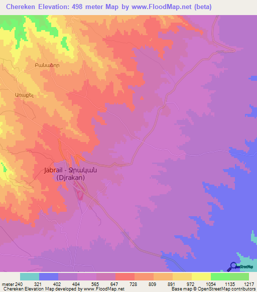 Chereken,Azerbaijan Elevation Map