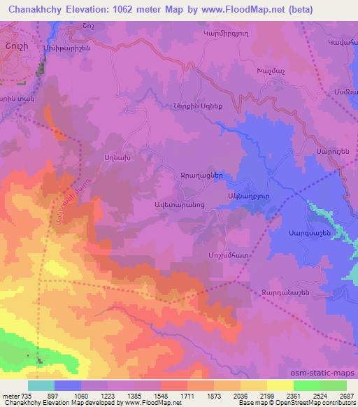 Chanakhchy,Azerbaijan Elevation Map