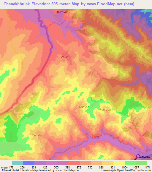 Chanakhbulak,Azerbaijan Elevation Map