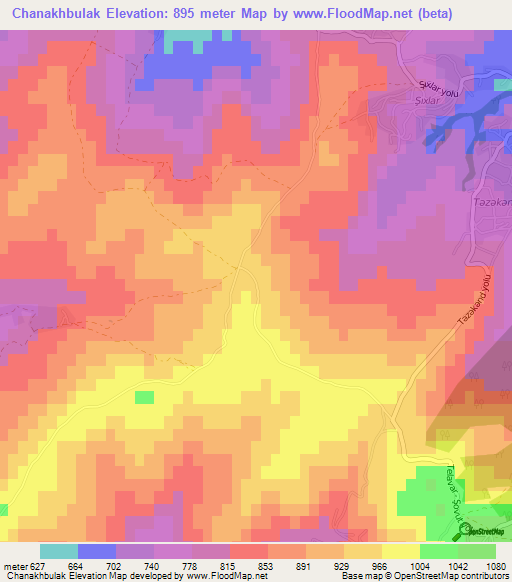 Chanakhbulak,Azerbaijan Elevation Map