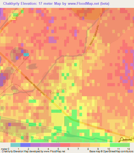 Chakhyrly,Azerbaijan Elevation Map