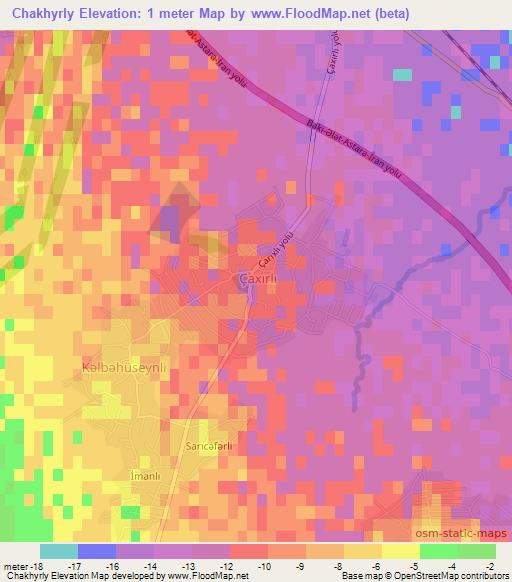 Chakhyrly,Azerbaijan Elevation Map