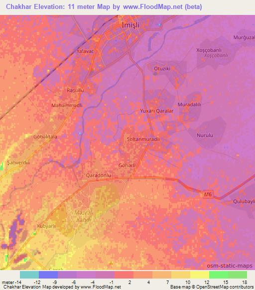 Chakhar,Azerbaijan Elevation Map