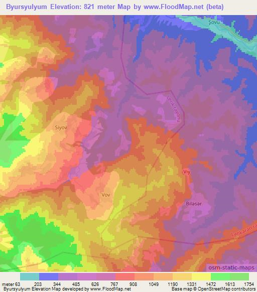 Byursyulyum,Azerbaijan Elevation Map