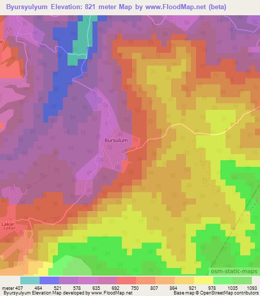 Byursyulyum,Azerbaijan Elevation Map