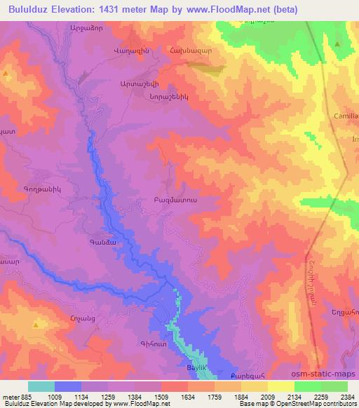 Bululduz,Azerbaijan Elevation Map