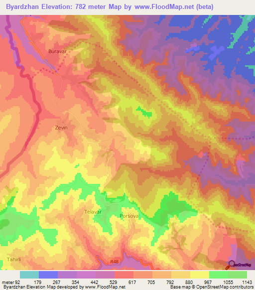Byardzhan,Azerbaijan Elevation Map