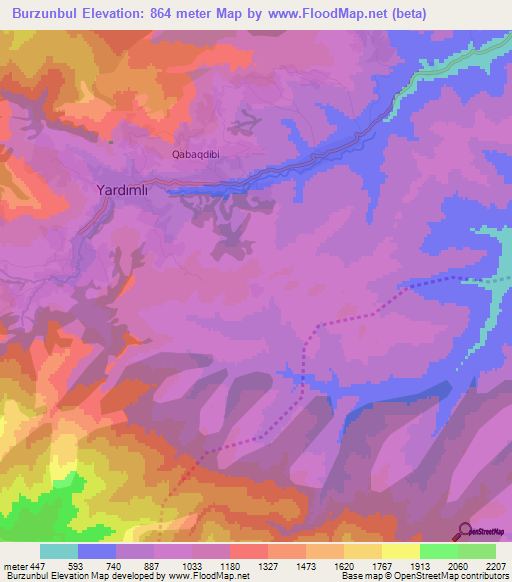 Burzunbul,Azerbaijan Elevation Map