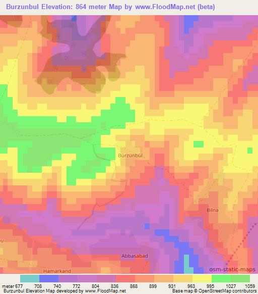 Burzunbul,Azerbaijan Elevation Map