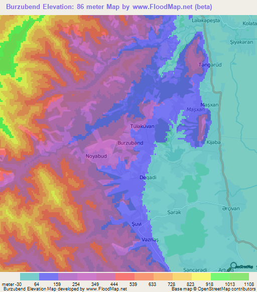 Burzubend,Azerbaijan Elevation Map