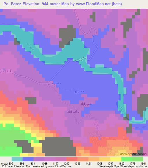 Pol Barez,Iran Elevation Map