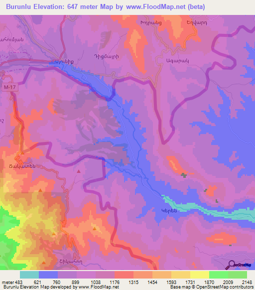 Burunlu,Azerbaijan Elevation Map