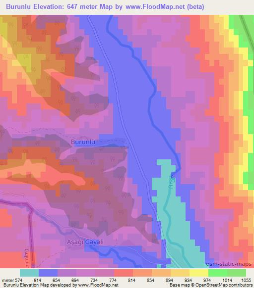Burunlu,Azerbaijan Elevation Map
