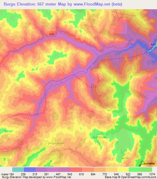 Burgu,Azerbaijan Elevation Map