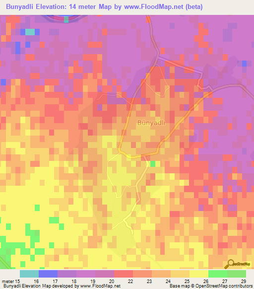 Bunyadli,Azerbaijan Elevation Map