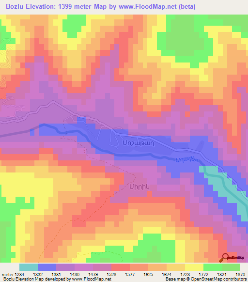 Bozlu,Azerbaijan Elevation Map
