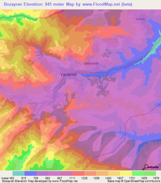 Bozayran,Azerbaijan Elevation Map