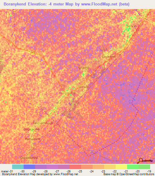 Boranykend,Azerbaijan Elevation Map