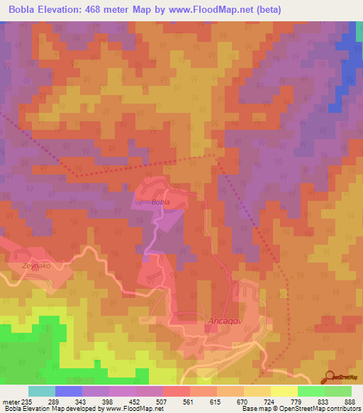 Bobla,Azerbaijan Elevation Map