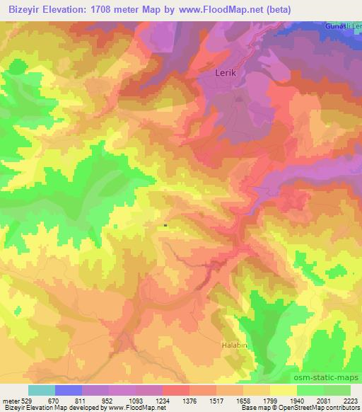 Bizeyir,Azerbaijan Elevation Map