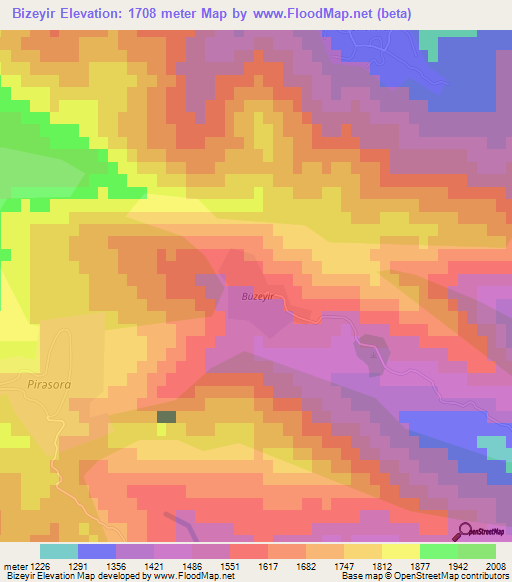 Bizeyir,Azerbaijan Elevation Map