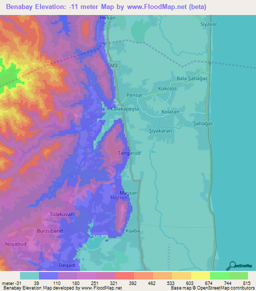 Benabay,Azerbaijan Elevation Map
