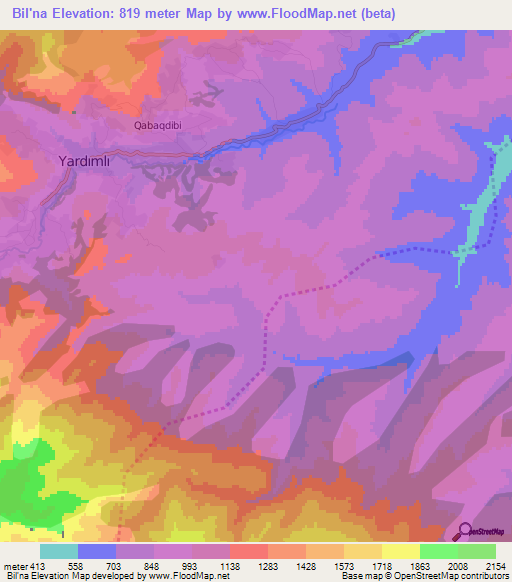 Bil'na,Azerbaijan Elevation Map