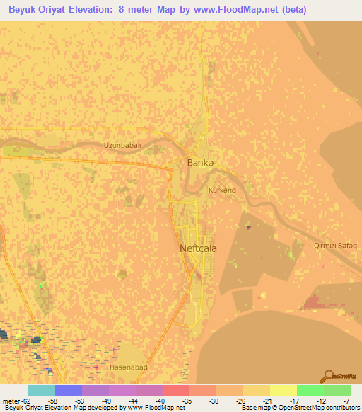 Beyuk-Oriyat,Azerbaijan Elevation Map