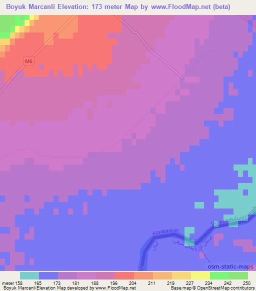 Boyuk Marcanli,Azerbaijan Elevation Map