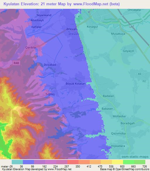 Kyulatan,Azerbaijan Elevation Map