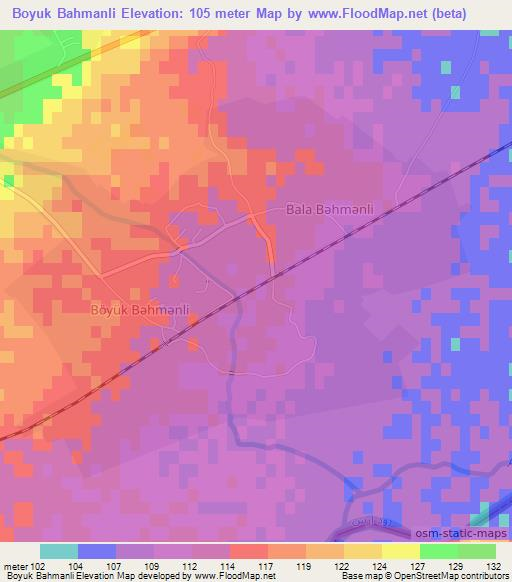 Boyuk Bahmanli,Azerbaijan Elevation Map