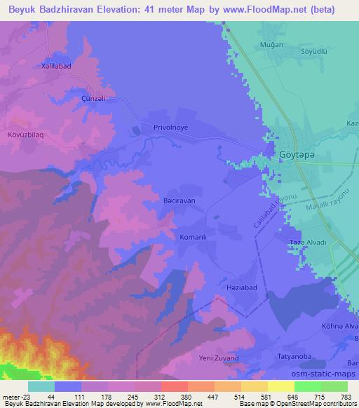 Beyuk Badzhiravan,Azerbaijan Elevation Map