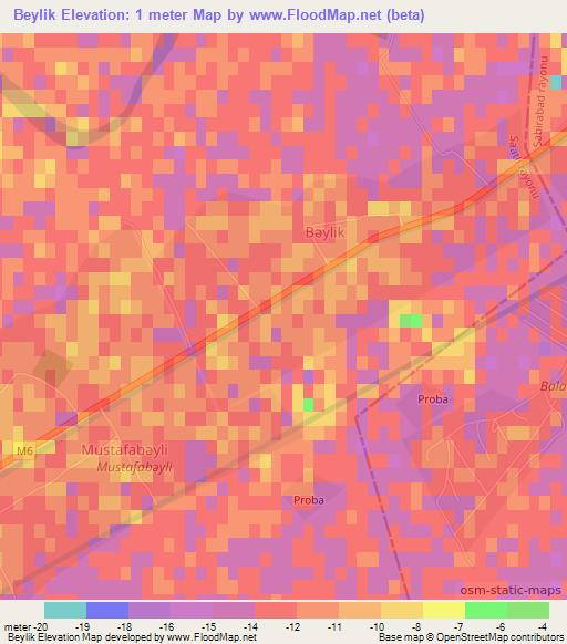Beylik,Azerbaijan Elevation Map