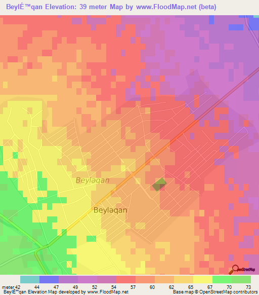 BeylÉ™qan,Azerbaijan Elevation Map