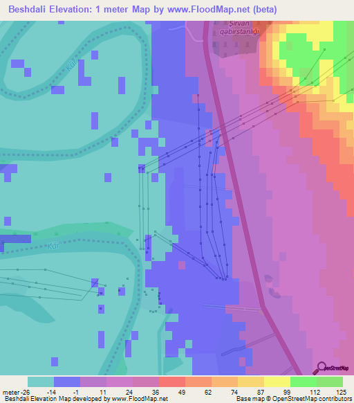 Beshdali,Azerbaijan Elevation Map