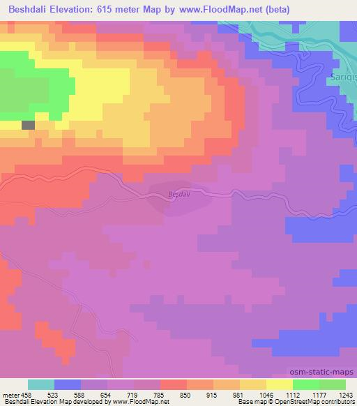 Beshdali,Azerbaijan Elevation Map