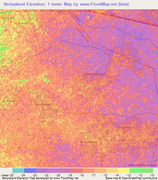 Beriyakend,Azerbaijan Elevation Map