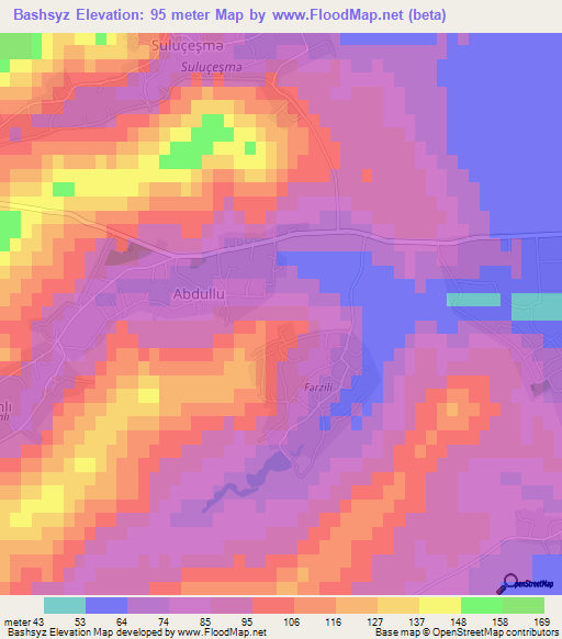 Bashsyz,Azerbaijan Elevation Map