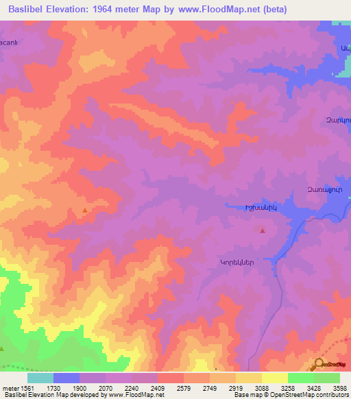 Baslibel,Azerbaijan Elevation Map