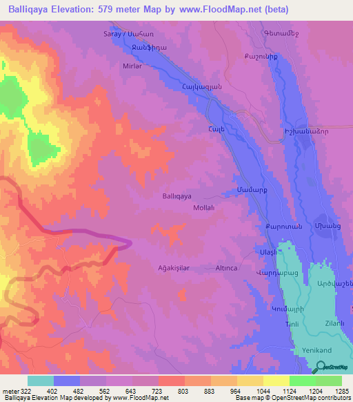Balliqaya,Azerbaijan Elevation Map