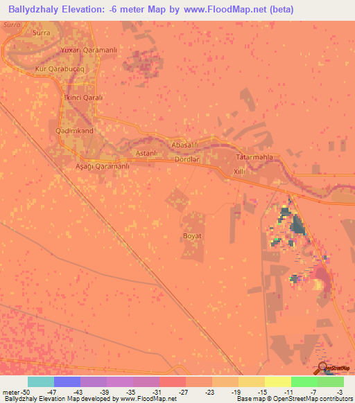 Ballydzhaly,Azerbaijan Elevation Map