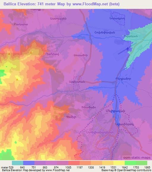 Ballica,Azerbaijan Elevation Map