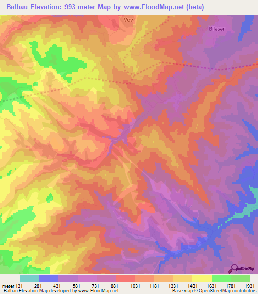 Balbau,Azerbaijan Elevation Map